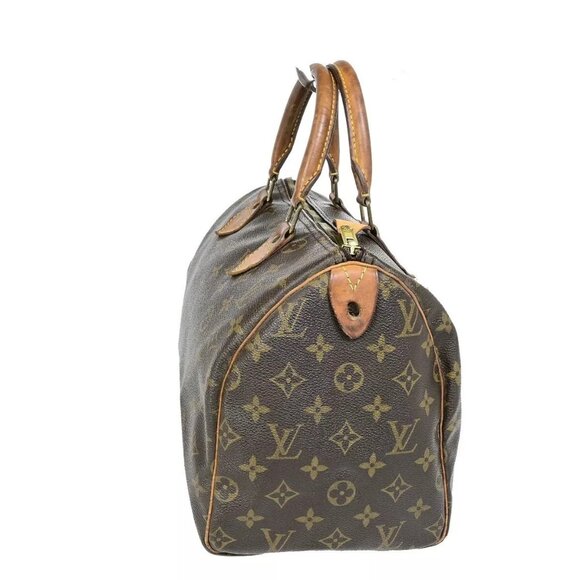 LOUIS VUITTON Speedy 30 Travel Hand Bag Monogram Leather Brown - Picture 12 of 16